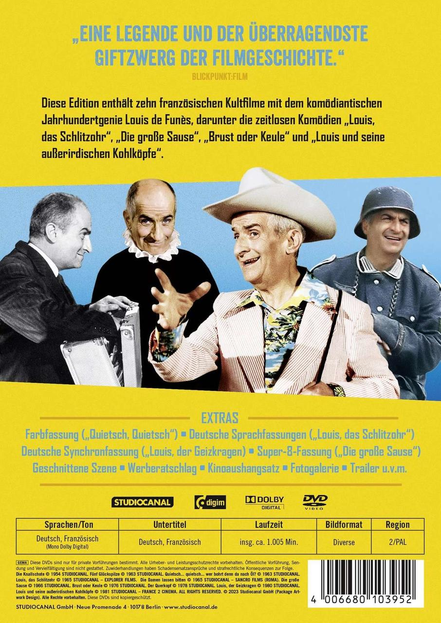 DVD-Hülle mit vier Männern auf dem Cover. Text in Französisch und Deutsch. Extras unten aufgeführt.