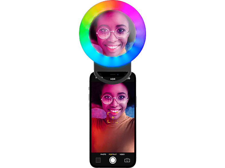 CELLULAR LINE Selfie Ring - Pocket Ringlichter | Schwarz Universal Ringlicht Multicolor MediaMarkt