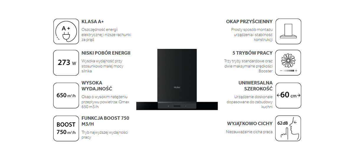 Okap HAIER HATS6DCS56B/H