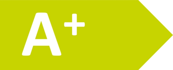 A+ Energieeffizienzlabel in grüner Pfeilform.
