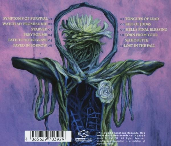 Albumcover mit Text und einem surrealen Bild einer Figur aus Pflanzen, weißer Hintergrund.
