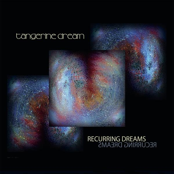 A 'Recurring Dreams' album borítója a Tangerine Dream-től. Absztrakt, színes formák fekete háttéren.