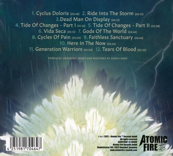 CD-Cover mit Titelliste und floralem Design. Der Künstler ist Atomic Fire Records.