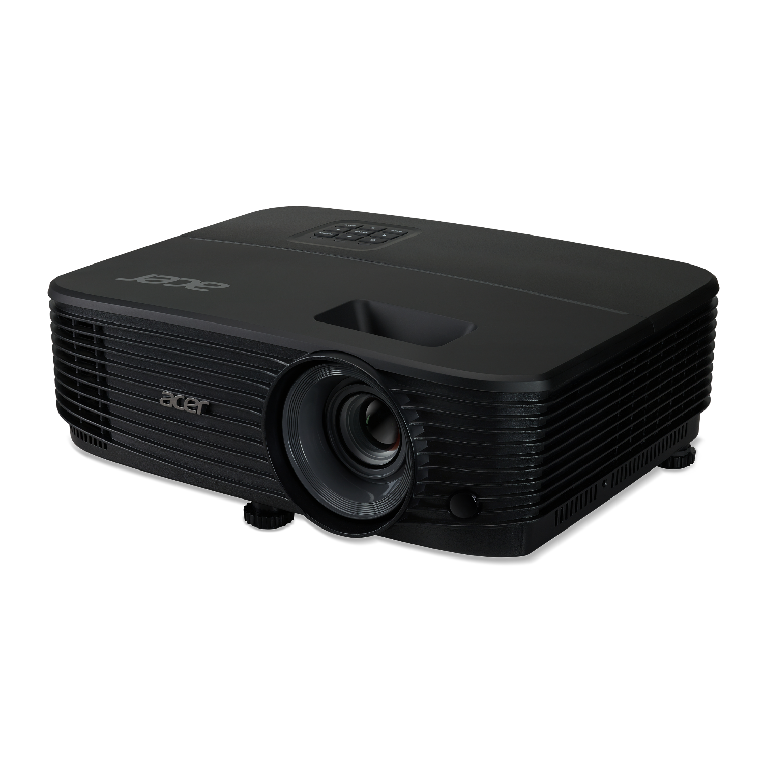 Black Acer projector. The lens is centered and the body is black.