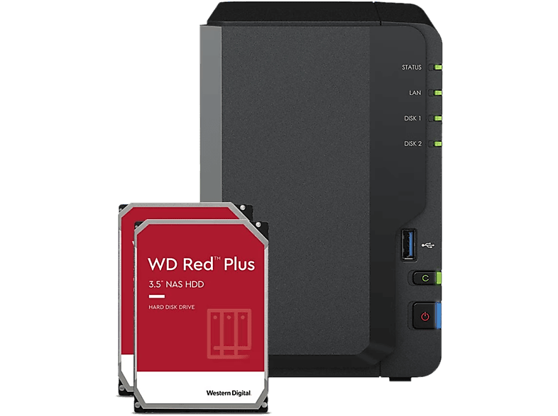 SYNOLOGY DS223 2-bay WD Red Plus 8 TB - NAS (HDD, TB, Schwarz)