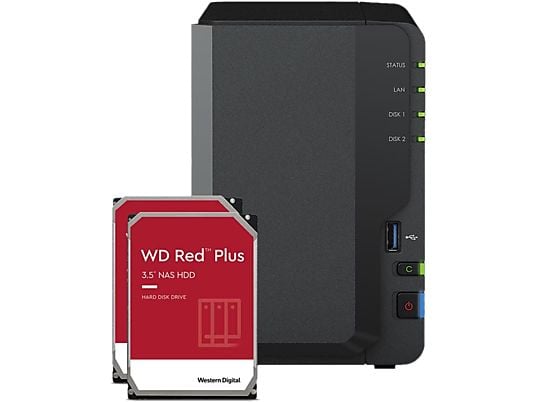 SYNOLOGY DS223 2-bay WD Red Plus 4 TB - NAS (HDD, 4 TB, Nero)