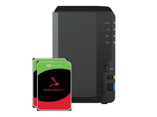 SYNOLOGY DS223 Seagate Ironwolf 2 baies 16 To - NAS (HDD, 16 TB, Noir)