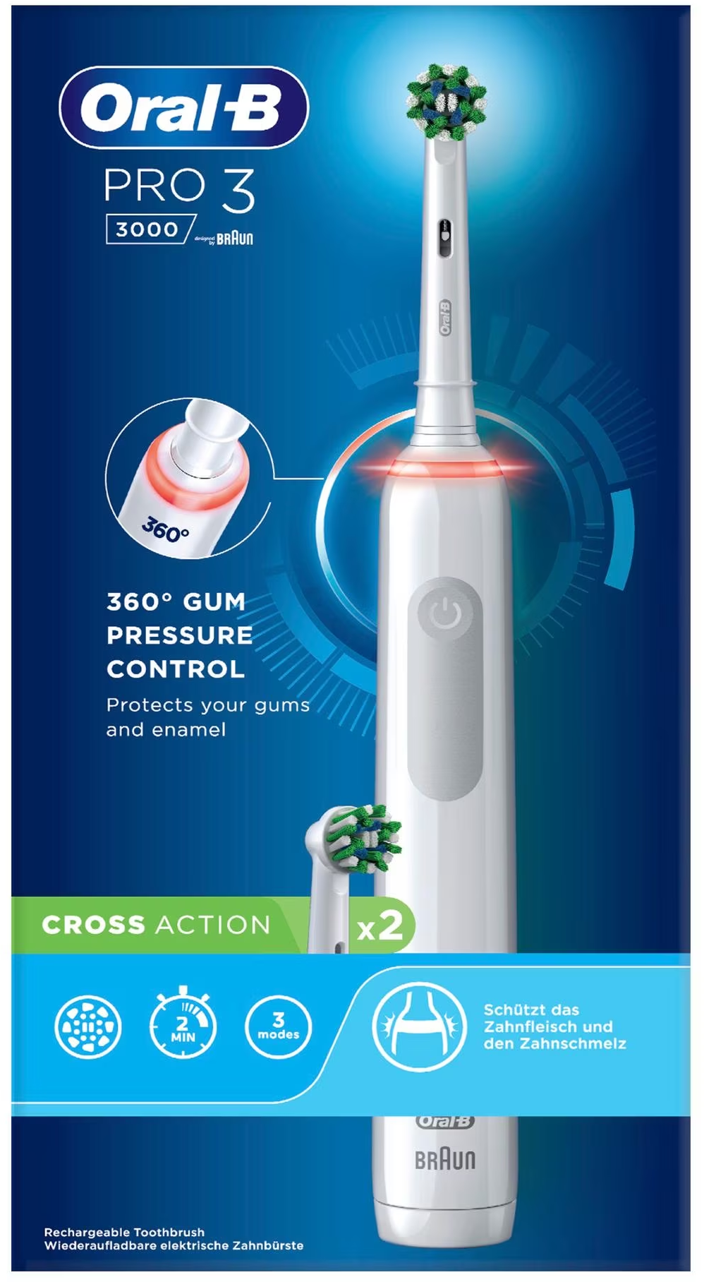 ORAL-B Pro 3 3000 Cross Action - Elektrische Zahnbürste (Weiss)