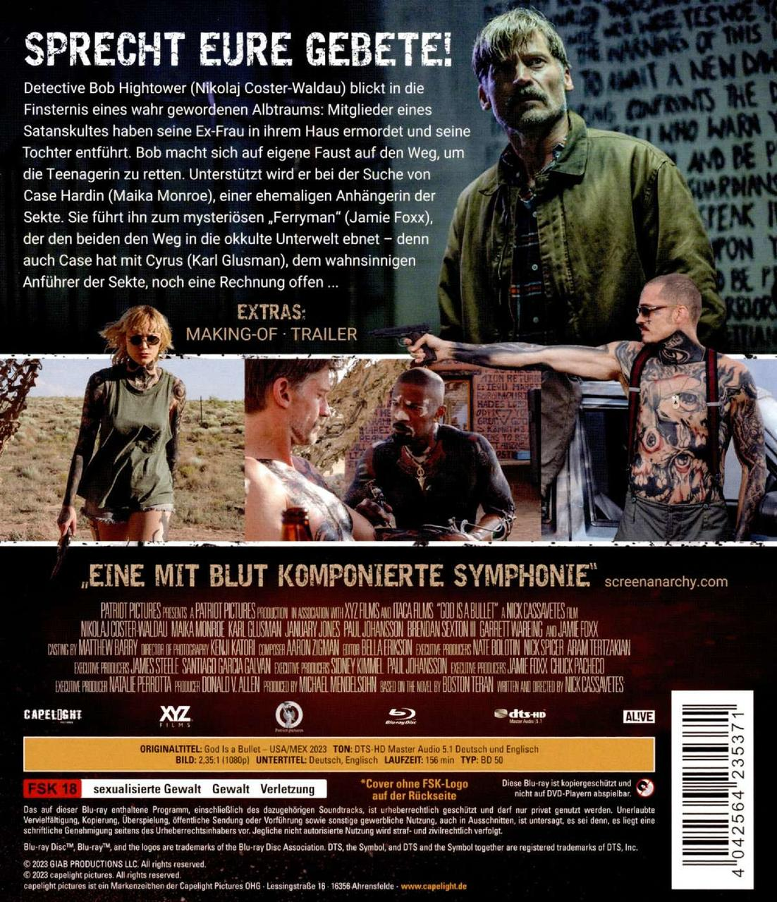 Filmplakat mit Schauspielern und Text auf Deutsch. Inklusive Extras und Credits.