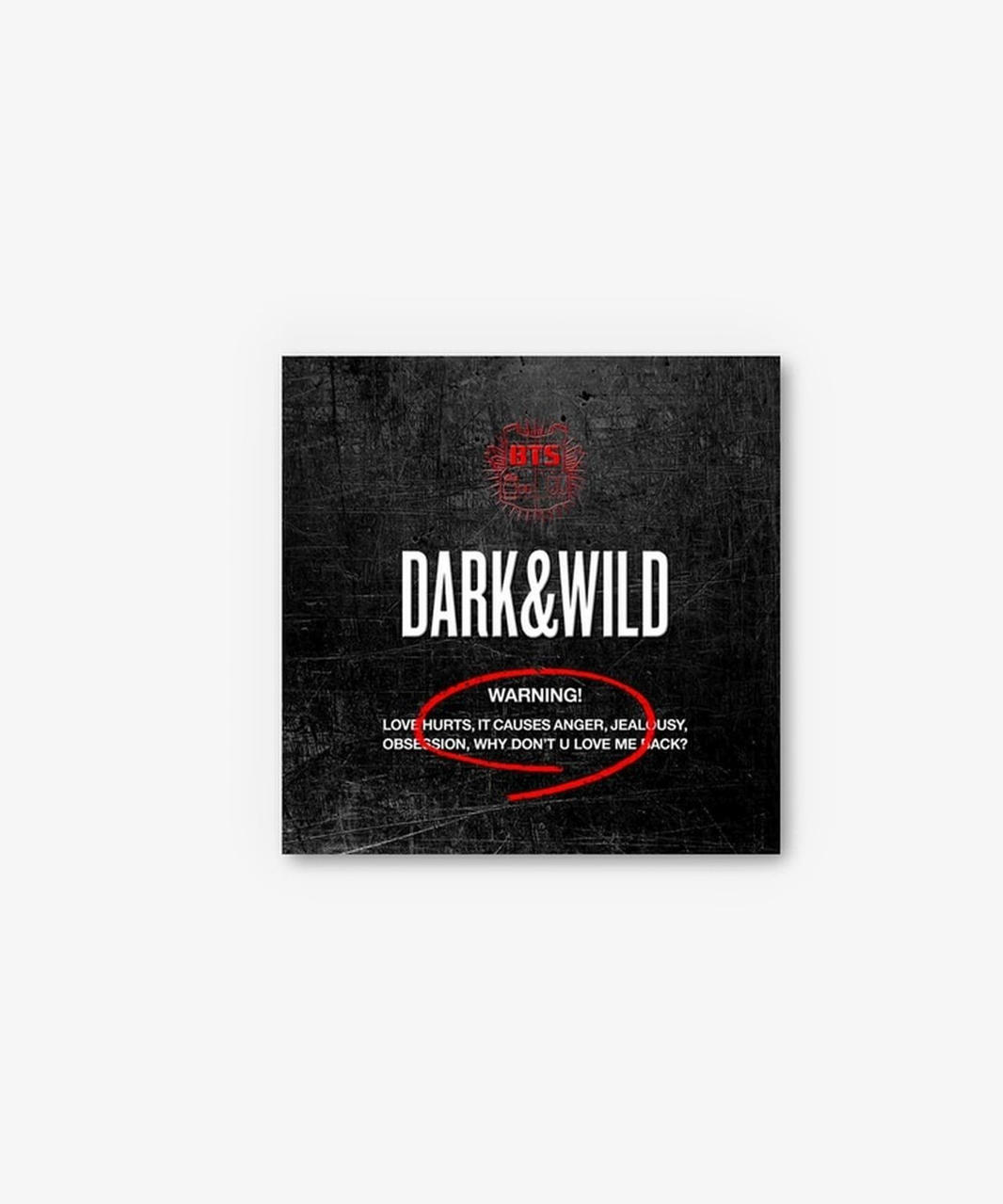 Albumcover: schwarzer Hintergrund, Dark&Wild Text, Warnung vor Liebe, Wut, Eifersucht, Besessenheit.