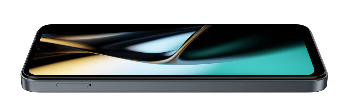 Smartfon, widok z boku, wyświetlający kolorowy ekran.