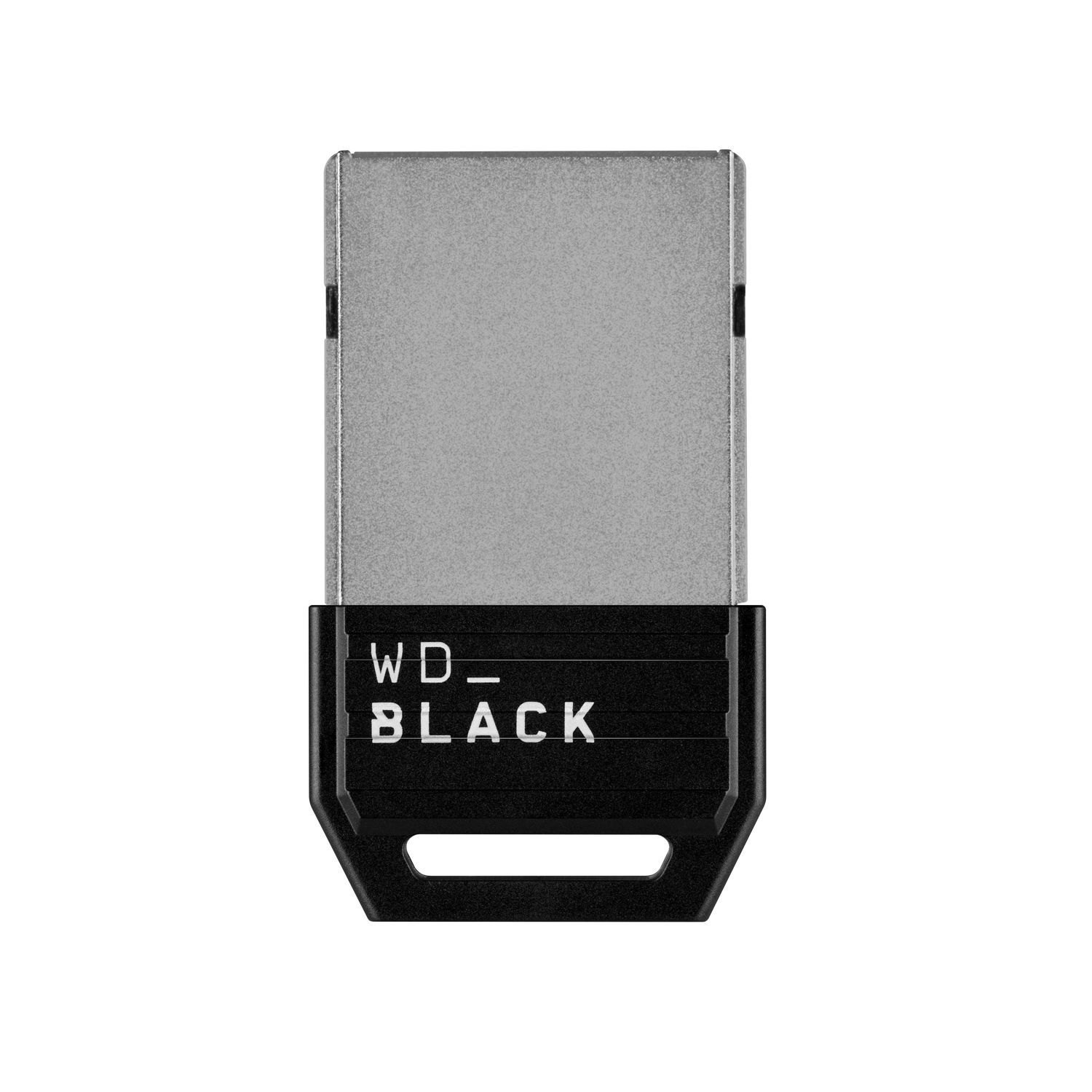 Une clé USB noire et grise avec le texte WD BLACK.