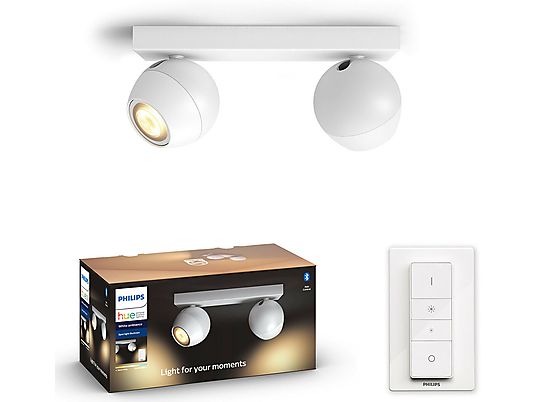 Reflektor punktowy PHILIPS HUE Buckram Podwójny + Ściemniacz ZigBee Biały