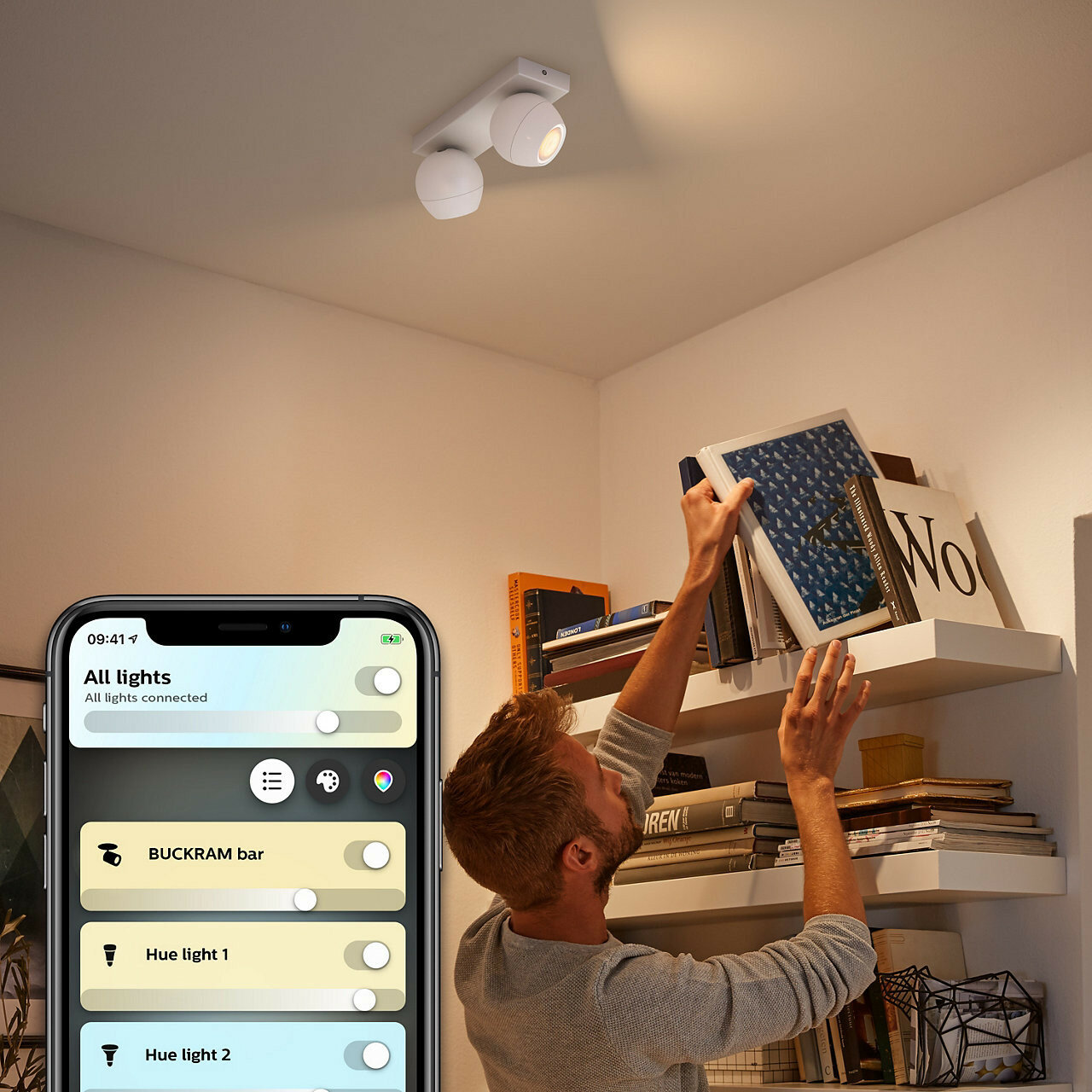Reflektor punktowy PHILIPS HUE Buckram Podwójny + Ściemniacz ZigBee Biały