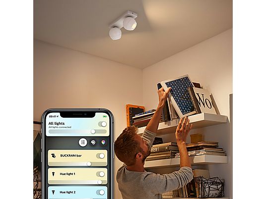 Reflektor punktowy PHILIPS HUE Buckram Podwójny + Ściemniacz ZigBee Biały
