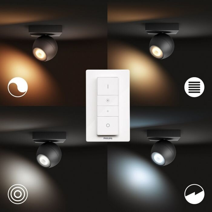 Kinkiet PHILIPS HUE White ambiance Buckram (czarny) + regulator przyciemniania