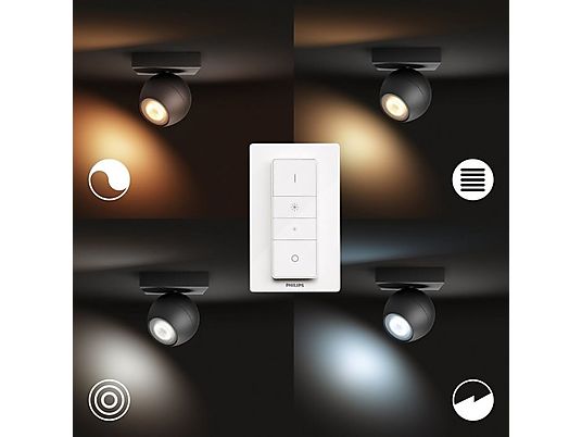 Kinkiet PHILIPS HUE White ambiance Buckram (czarny) + regulator przyciemniania