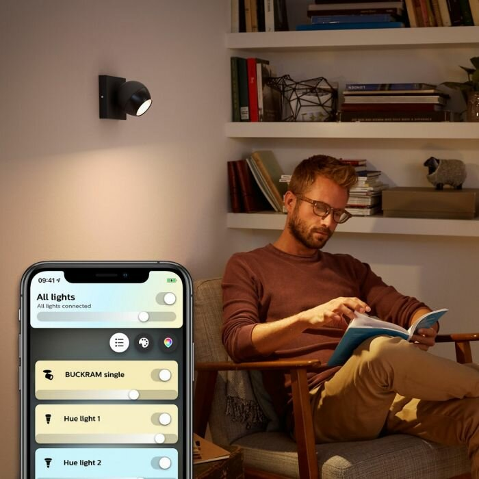 Kinkiet PHILIPS HUE White ambiance Buckram (czarny) + regulator przyciemniania