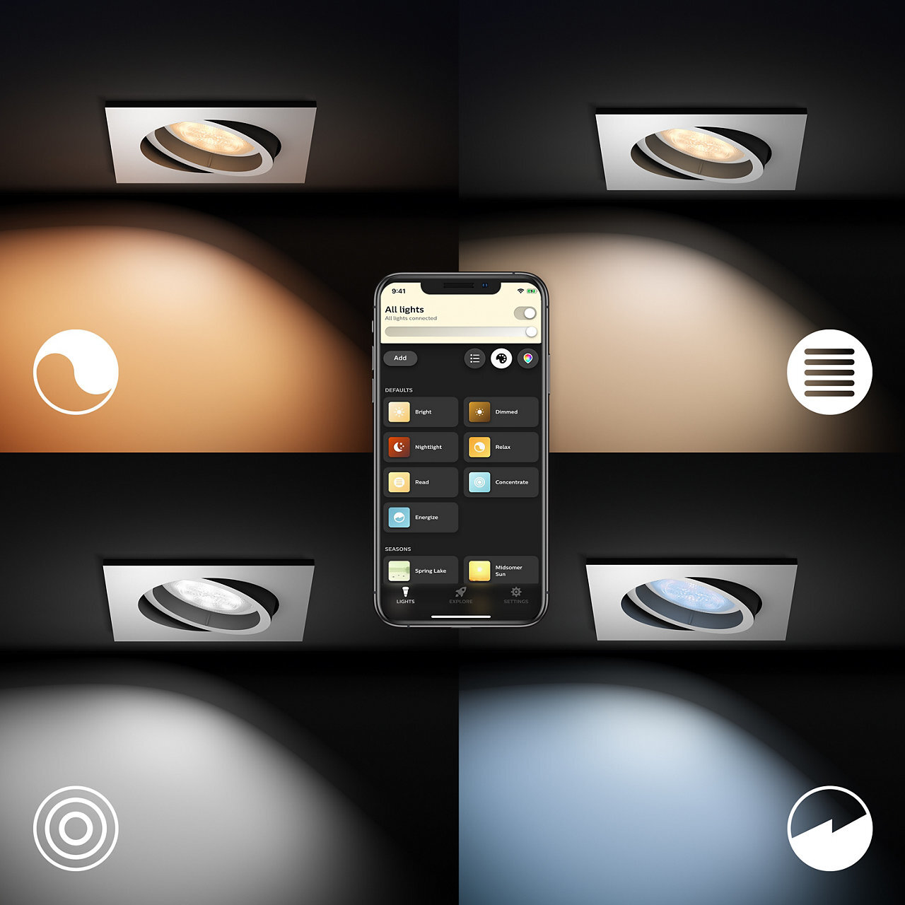 Reflektor punktowy PHILIPS HUE White ambiance Milliskin (srebrny, kwadratowy)