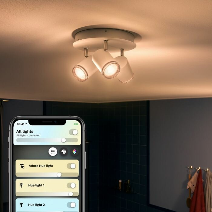 Reflektor punktowy PHILIPS HUE Adore Potrójny + Ściemniacz ZigBee Biały