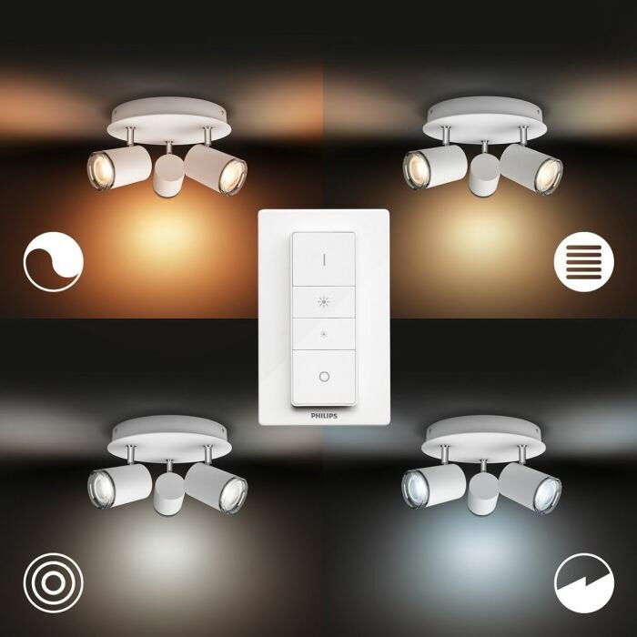 Reflektor punktowy PHILIPS HUE Adore Potrójny + Ściemniacz ZigBee Biały