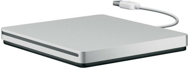Srebrny dysk zewnętrzny z białym kablem USB-C.