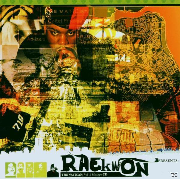 Raekwon album borító: férfi arca, térkép kollázs. Szöveg: "THE VATICAN: Vol.1 Mixtape CD".
