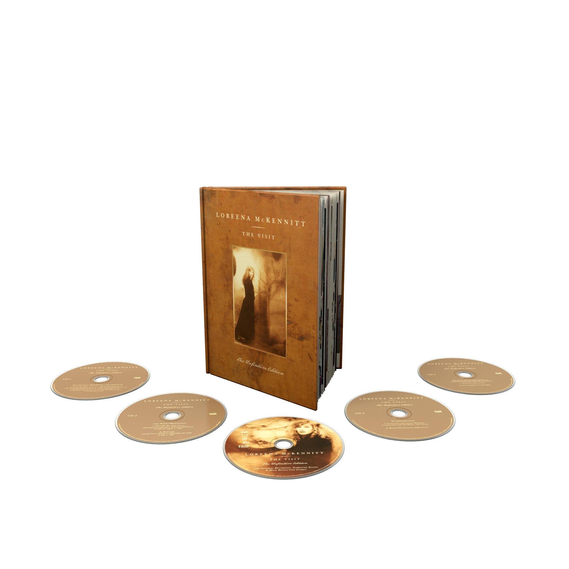 Könyv és CD-k. A könyv nyitva van. A CD-k az oldalakon. A könyvön egy nő képe látható.