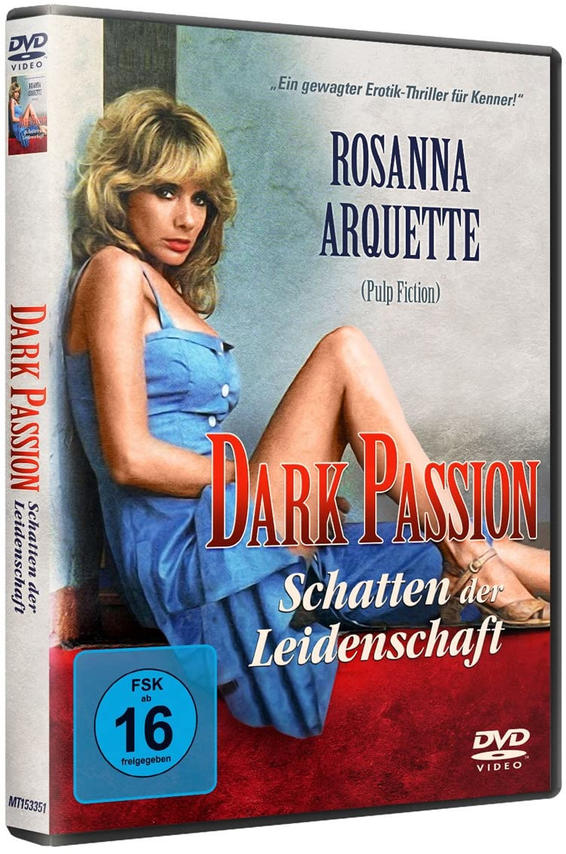 DVD-Cover. Frau in blauem Kleid. Blondes Haar. Text: Dark Passion. Deutscher Text darunter. FSK 16.