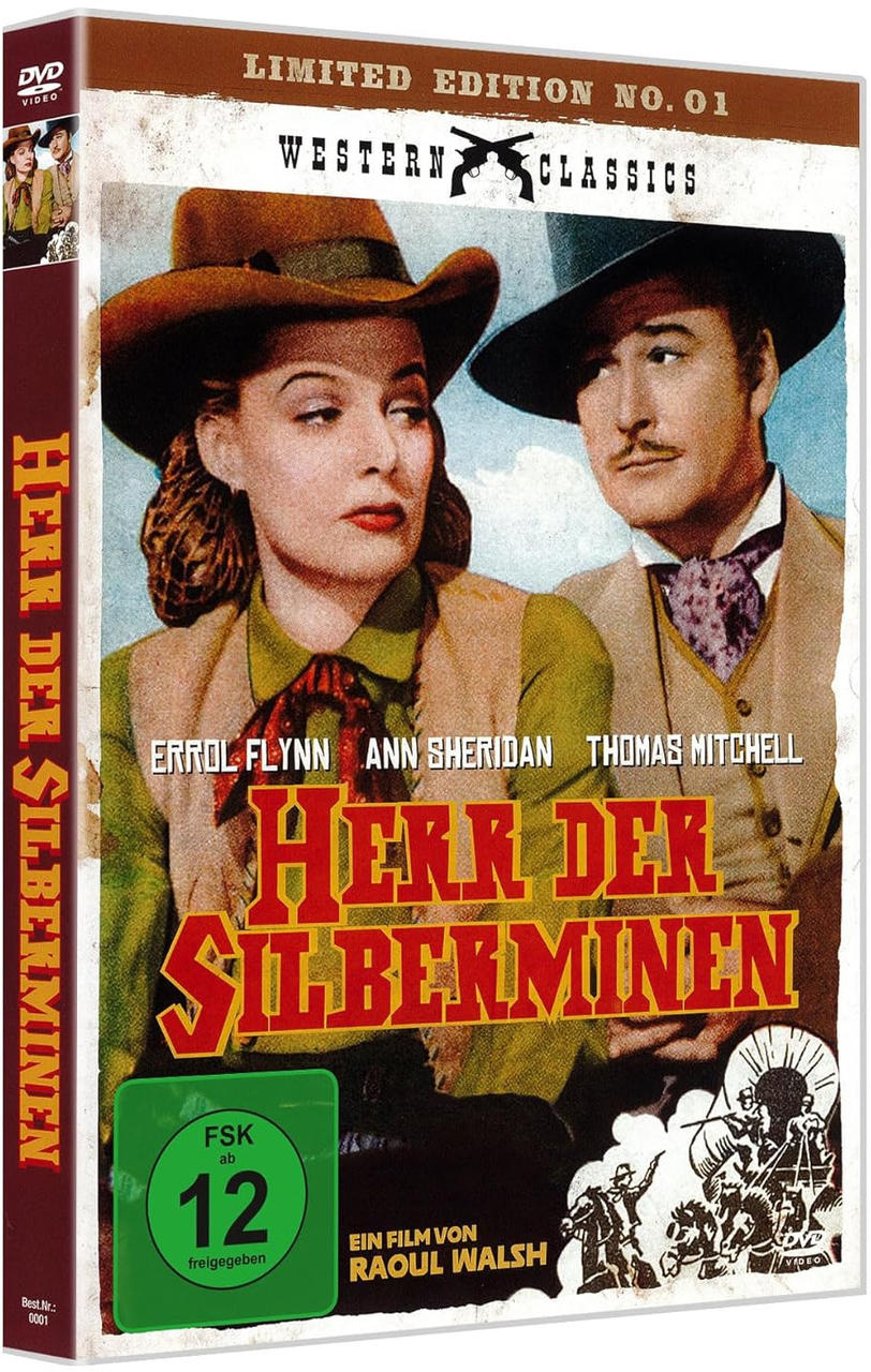 DVD-Cover für "Herr Der Silberminen", das ein Paar in Cowboy-Umgebung zeigt.