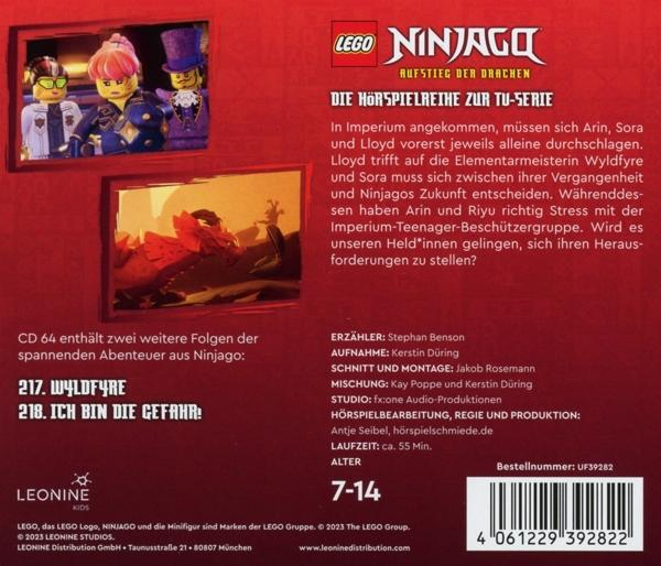 Lego Ninjago CD-Hülle mit Figuren und Text auf Deutsch, die eine Szene mit Figuren zeigt.