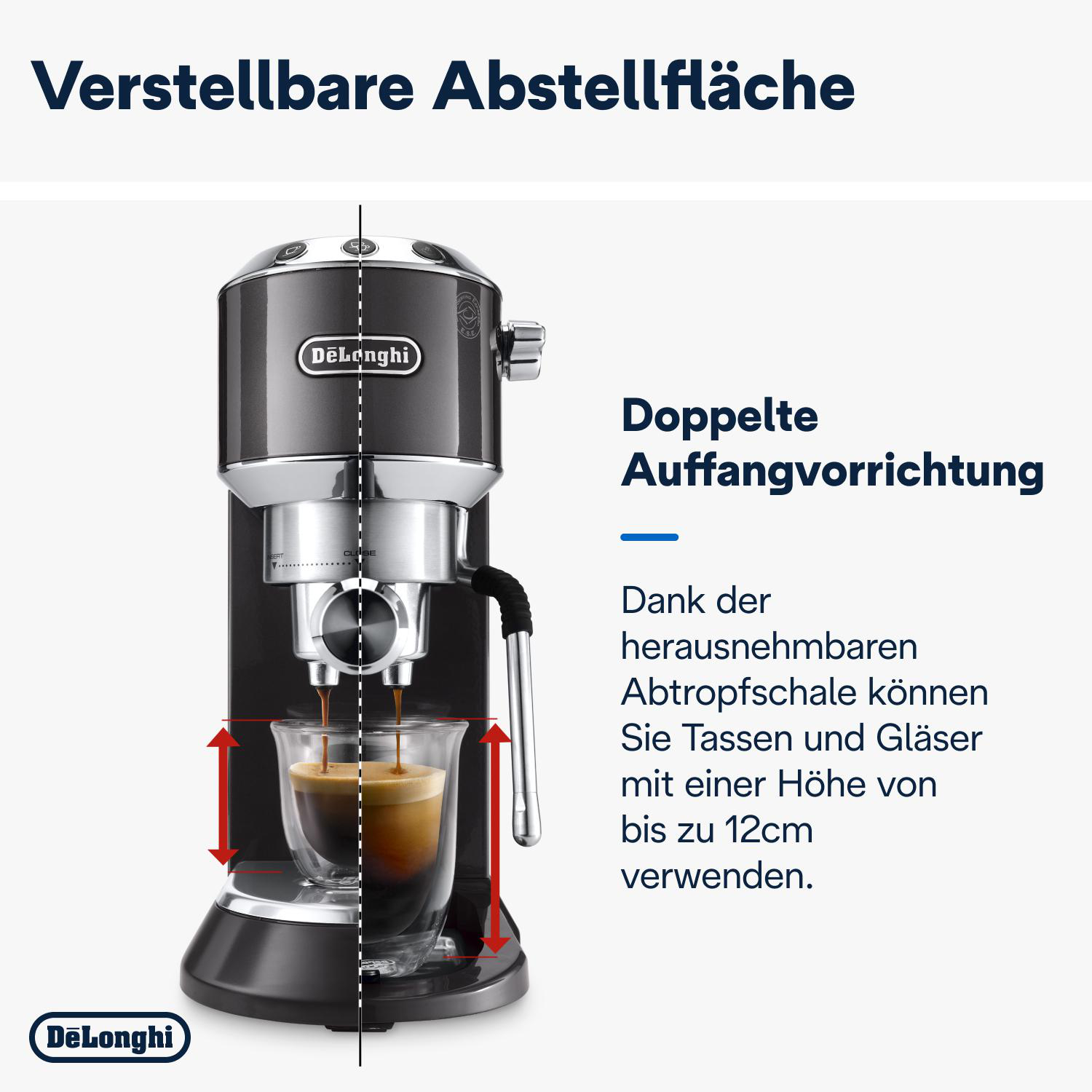 DELONGHI Dedica Arte EC885.GY Espressomaschine Grau metallic