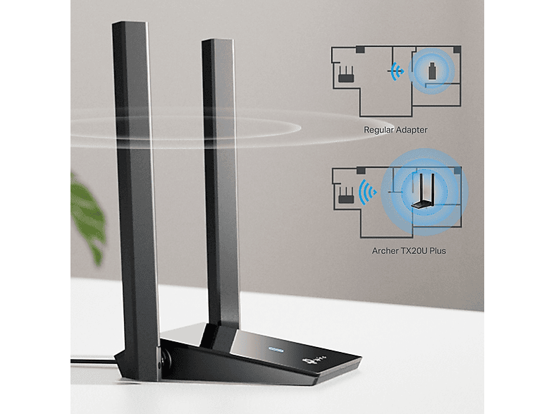 TP-LINK Archer TX20U Plus Drahtloser USB-Adapter (AX1800), 1800 Mbit/s, Wi-Fi 6, OFDMA , USB 3.0, Schwarz; WLAN Antenne — Foto 4 von 5