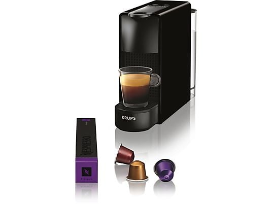 Cafetera de cápsulas - Nespresso® Krups XN1108 Essenza Mini, 1310 W, 19 Bar, 0.6 L, Calentamiento en 25 s, Apagado automático, Negro