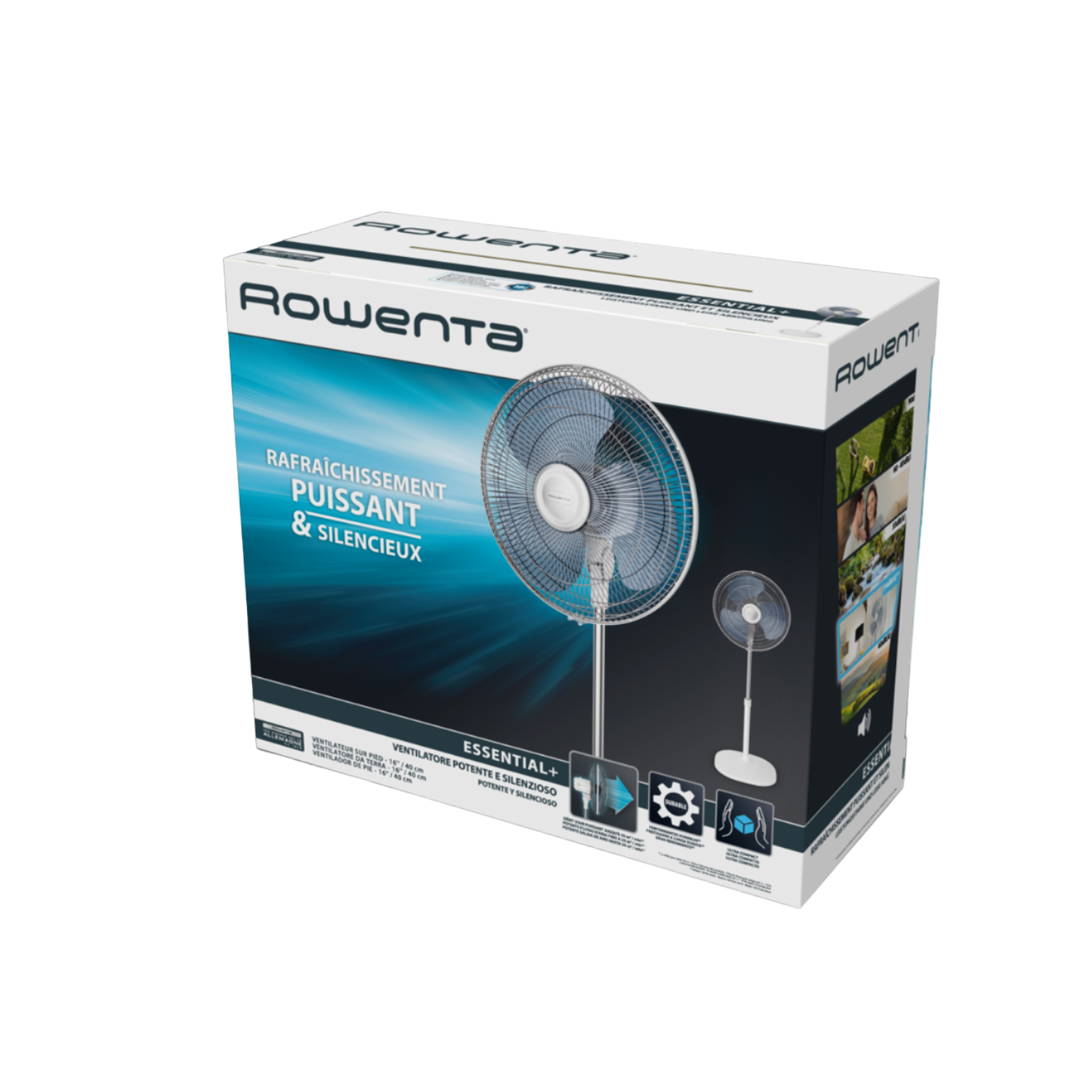 Box with a fan, and a picture of a fan.