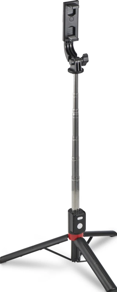 Schwarzer Selfie-Stick mit Stativfuß.