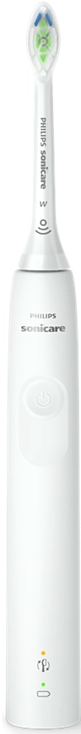 Brosse à dents électrique Philips Sonicare blanche, présentation verticale.