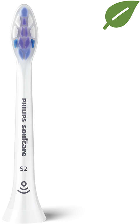 Testina spazzolino Philips Sonicare bianca con setole blu e viola.