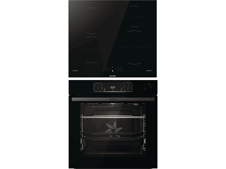 Gorenje black induction Set 2, Backofen mit Kochfeld (Induktionskochfeld, A, 77 l)