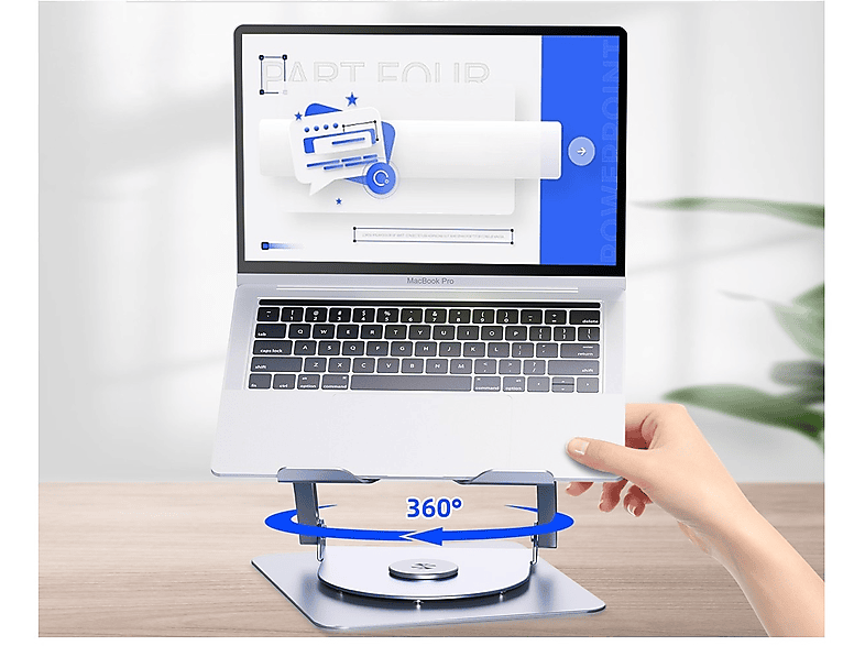 DAYTONA ST-801D Çift Fanlı Alüminyum Katlanabilir 360 Derece Dönebilir Laptop Macbook Standı Gümüş_2