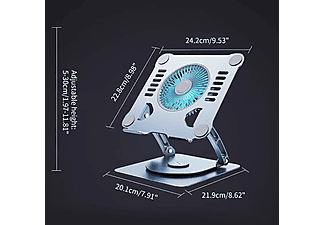 DAYTONA St-804D 11-17.3 inç Uyumlu Taşınabilir USB 360 Derece Dönen Soğutma Fanlı Macbook Standı Gri_2