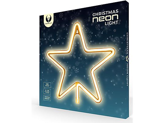 Neon FOREVER TF1 Christmas Gwiazda Ciepły biały Bat + USB FLNE22