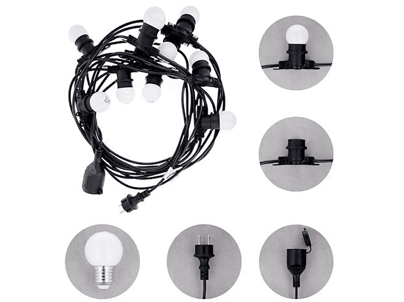 Girlanda świetlna FOREVER TF1 12m zewnętrzna 10 gniazd + żarówek G45 4 biały/3 róż/3 nieb 2W IP65 – zdjęcie 2