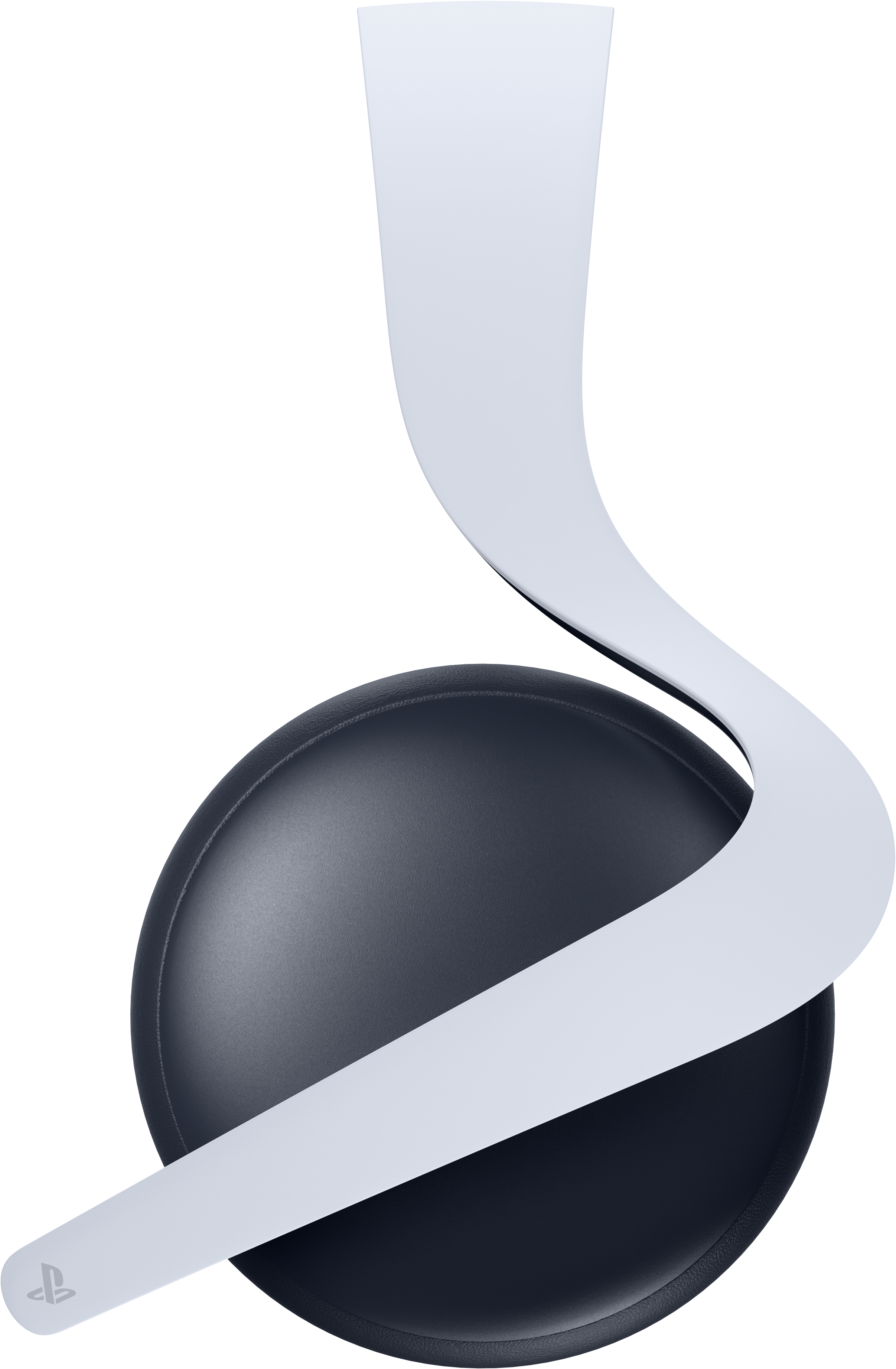 Weißes und schwarzes Gaming-Headset. Das Headset hat ein geschwungenes Design mit PlayStation-Logo.