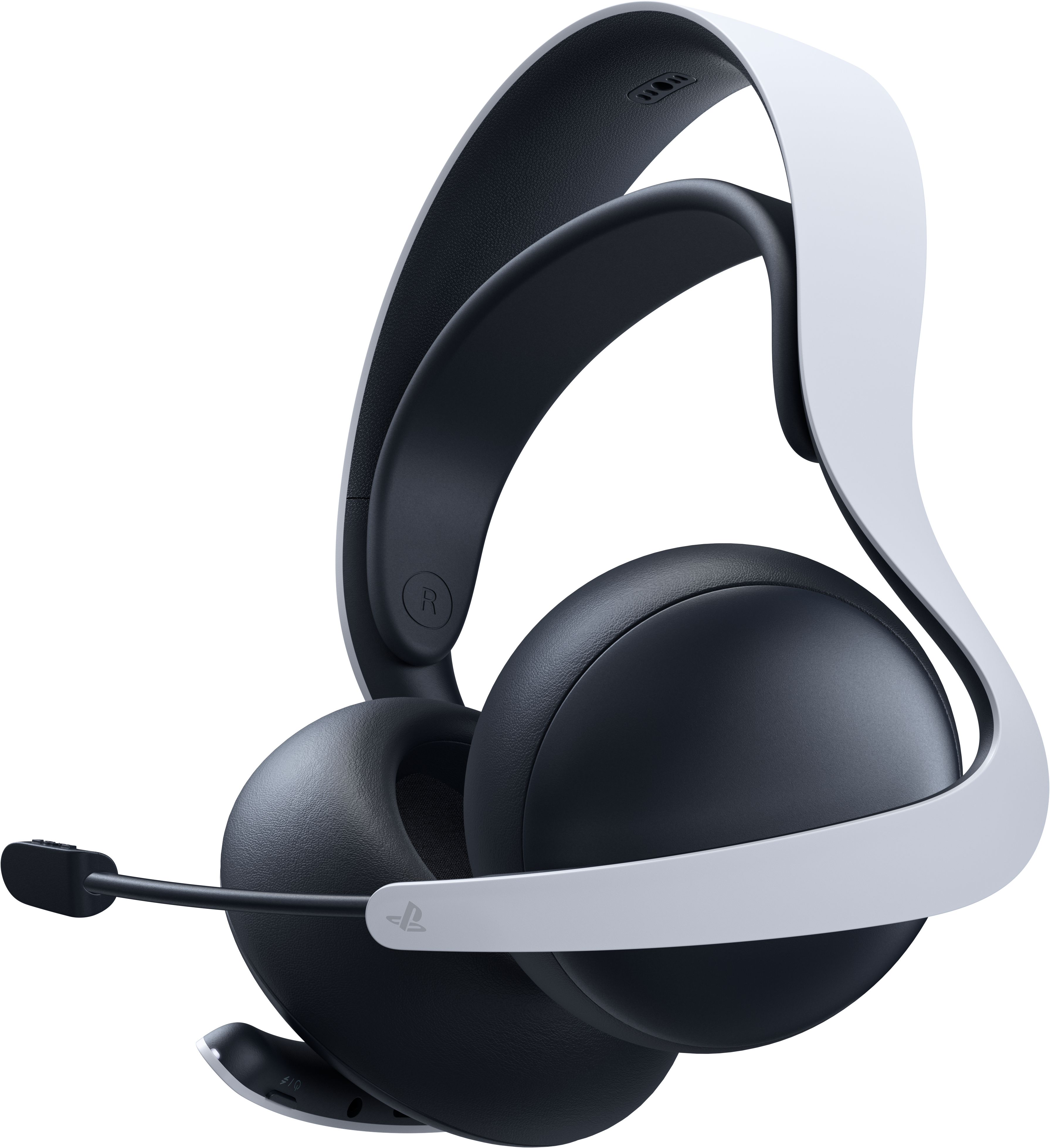 Ein weißes und schwarzes PlayStation-Gaming-Headset.
