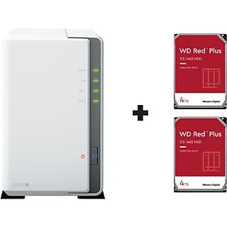 SYNOLOGY DiskStation DS223j con 2 NAS WD Red Plus da 4 TB (HDD) - NAS (HDD, SSD, 8 TB, Bianco)