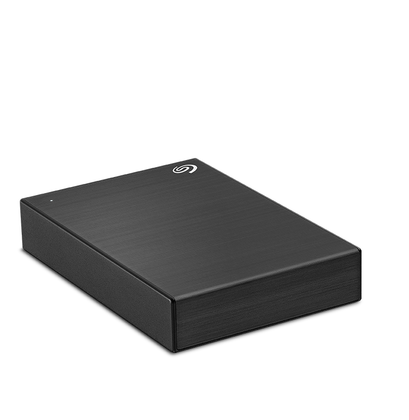 Beyaz zemin üzerinde siyah, dikdörtgen bir Seagate sabit disk. Seagate logosu görünür.