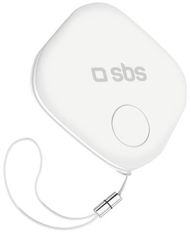 Białe urządzenie śledzące SBS z paskiem.