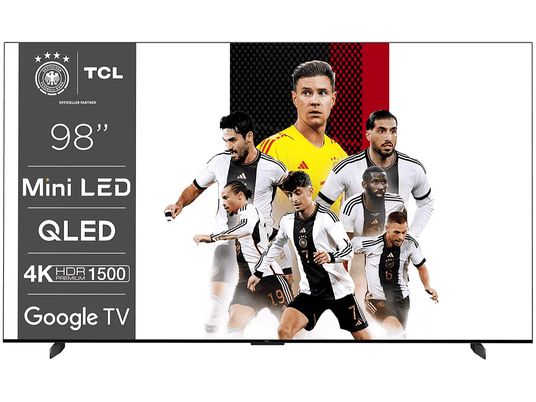 TCL 98MQLED80 inkl. Kalibrierung (98 Zoll, QLED, 4K UHD, Mini LED, Google TV, Sprachsteuerung, Kompatibel mit Google Assistant und Alexa)
