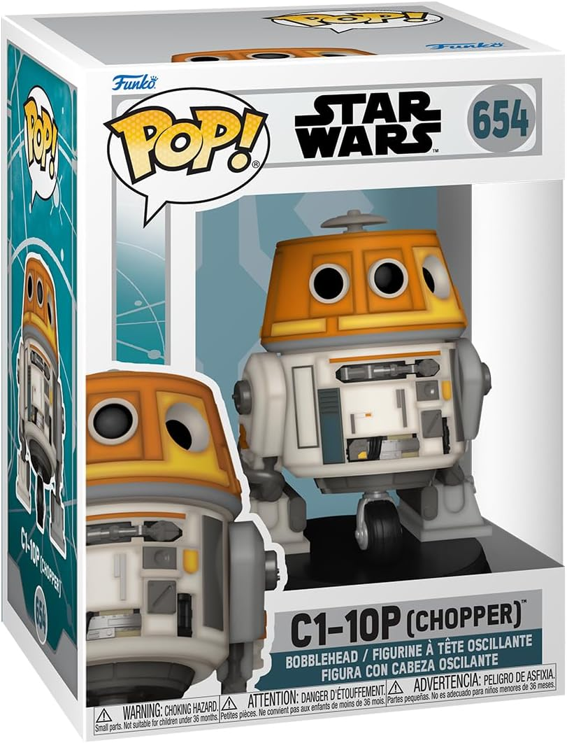 Figura Funko Pop de Star Wars C1-10P Chopper, en una caja con fondo.